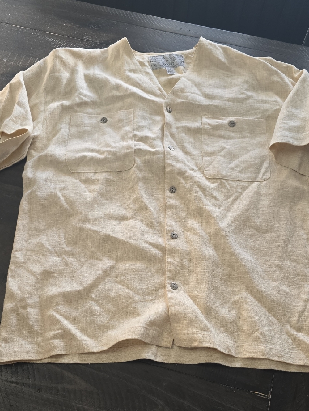 Mens 100% Linen Button Down Shirt Gochu Produced For KBB. Dominican Republic Xl